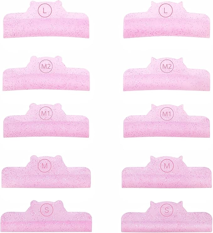 Eyelash Lift Pads Eyelash Makeup Pads for Lash Lamination Supplies Curler Eyelash Perm Rods 5 Size Salon Eyelash Tools (Pink U curl pad)