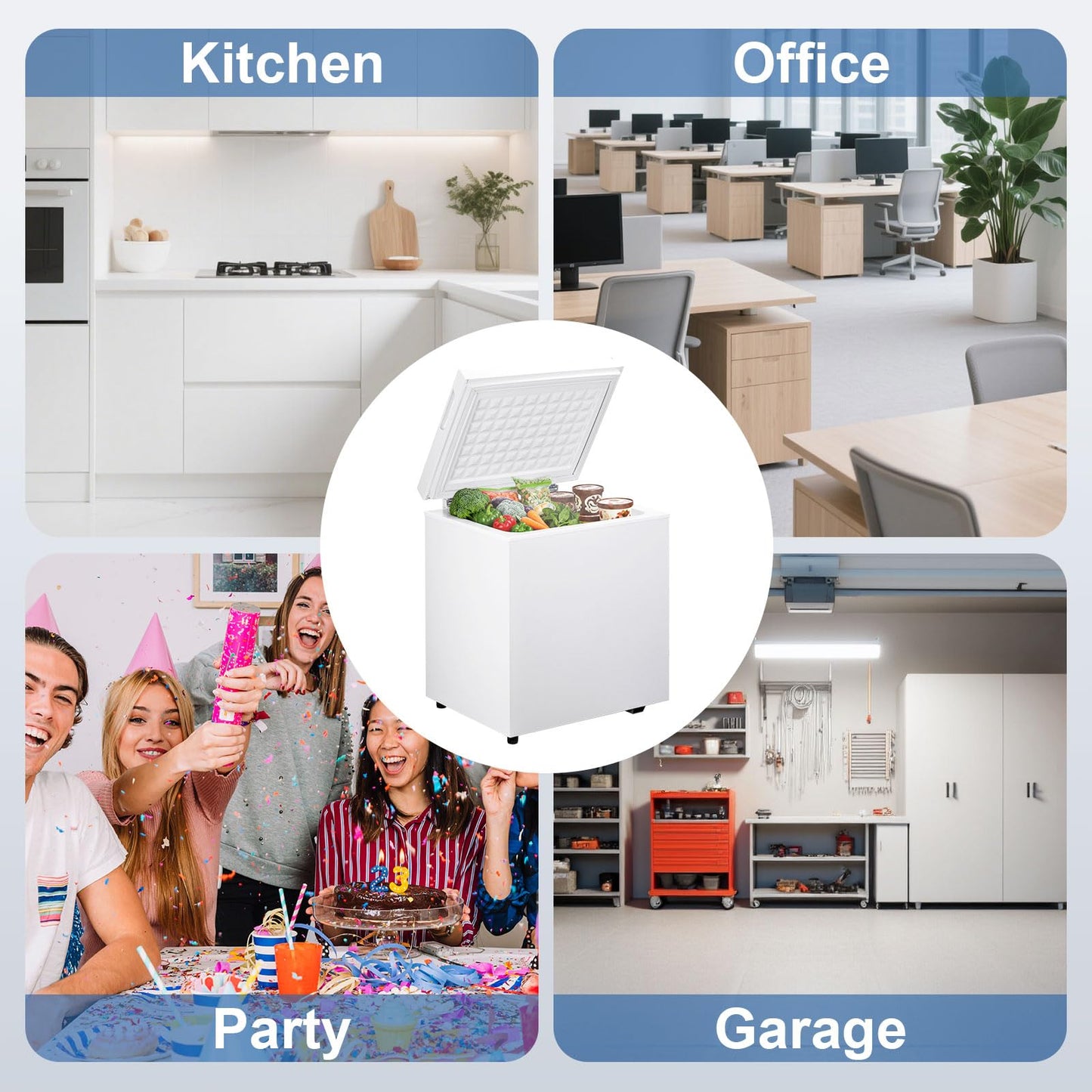 DollarDash 2.0 Cu.Ft Chest Freezer with 7 Temperature Settings, Quiet Compact Deep Freezer with Removable Basket, Mini Freestanding Freezer for Apartment, Kitchen, RV, Office, Restaurant