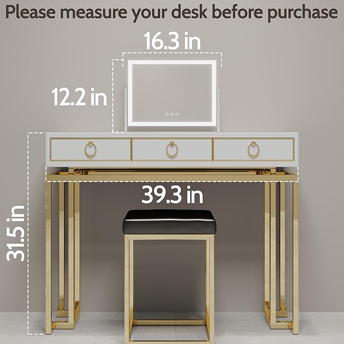 ROLOVE Lighted Makeup Mirror 16.3"x12.6", Hollywood Vanity Mirror with 10X Magnifier, 3 Color LED Lighting Modes, Smart Touch Control & 360° Rotation, Tabletop Makeup Mirror (White, Gift Ready)