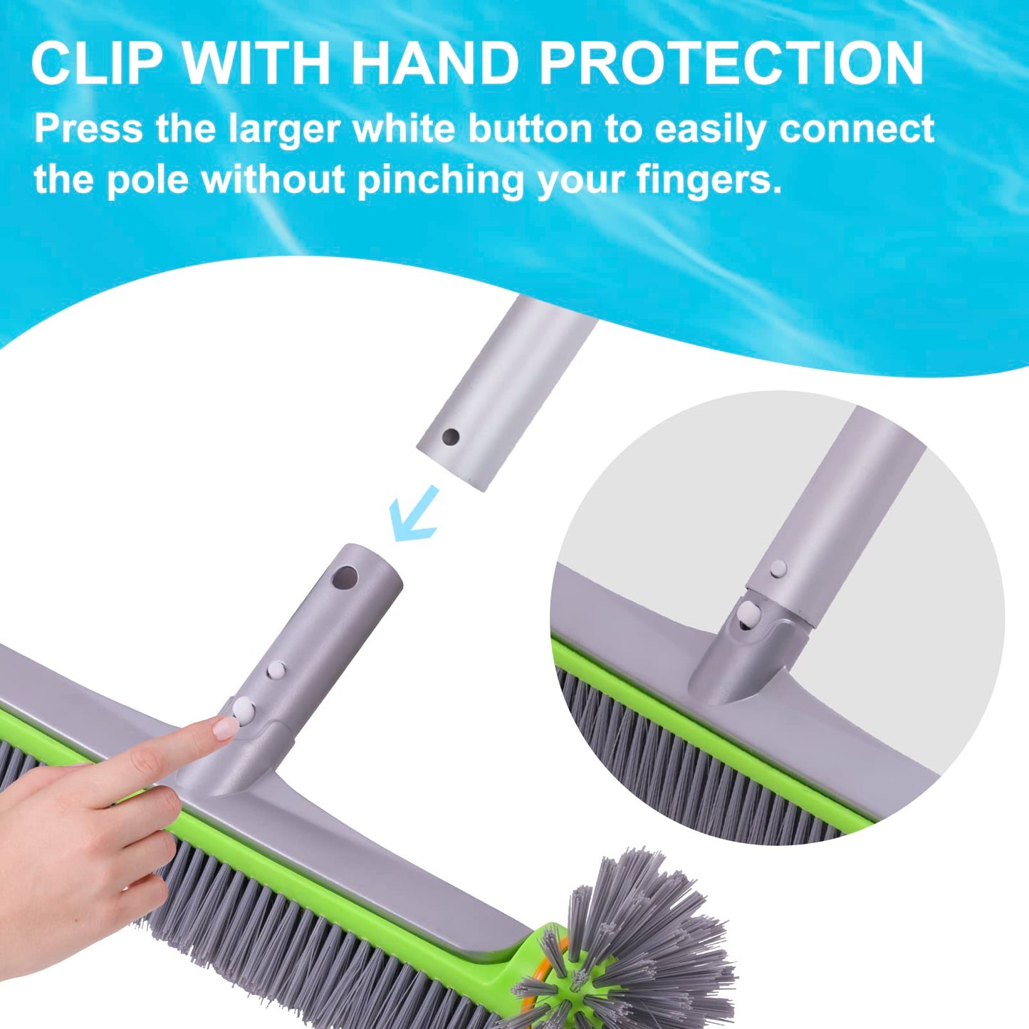 Sepetrel Pool Brush Head for Cleaning Walls,Heavy Duty Inground / Above Ground Swimming Pool Round Scrub Brushes with Premium Strong Bristle & Reinforced Aluminium Back,Grey