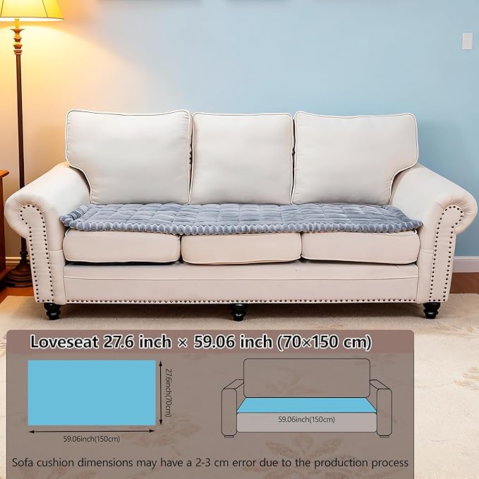 Waterproof Couch Cover for Dogs Washable,Non Slip Fuzzy Durable Couch Covers for 3 Cushion Sofa Pet Friendly Sofa Cover Dog Thick Soft Slipcovers Protector Couches Mat Bed (Light Grey, 27.6" x 59.06")
