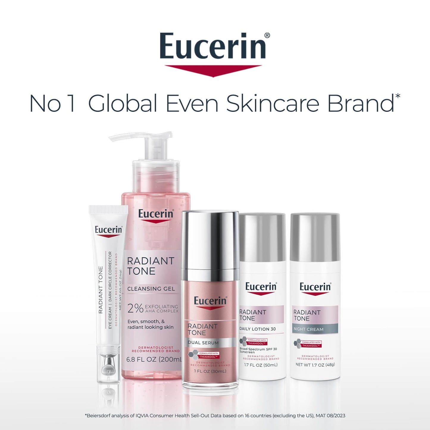 Eucerin Radiant Tone Face Cleanser Gel with 2% Exfoliating AHA Complex, Gentle Face Wash Improves Skin Clarity and Boosts Radiance, All Skin Types, 6.8 Fl Oz Bottle