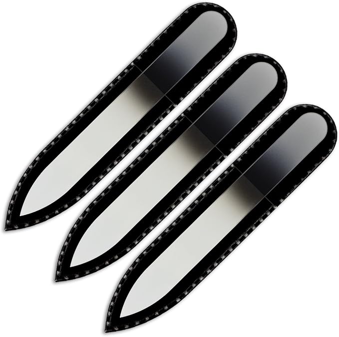 Mont Bleu Rainbow Crystal Nail File in Black Pouch - Small - Purse Size - Czech Tempered Glass - Handmade in Czech Republic - Beauty Nail File