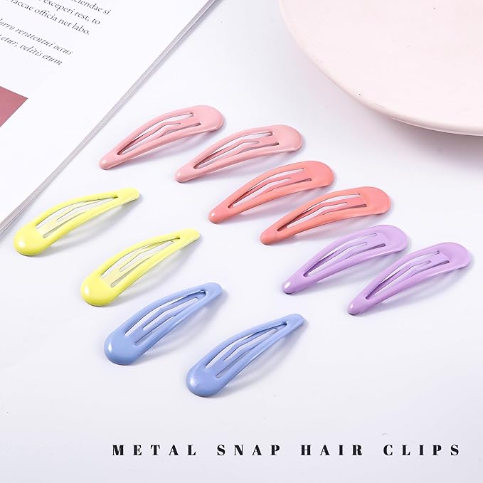 20 PCS Metal Snap Hair Clips Water Drop No Slip Barrettes for Women Bright Small Hair Clips For Thick And Thin Fine Hair,Yellow Blue Purple Pink,1.97 x 0.5 In.