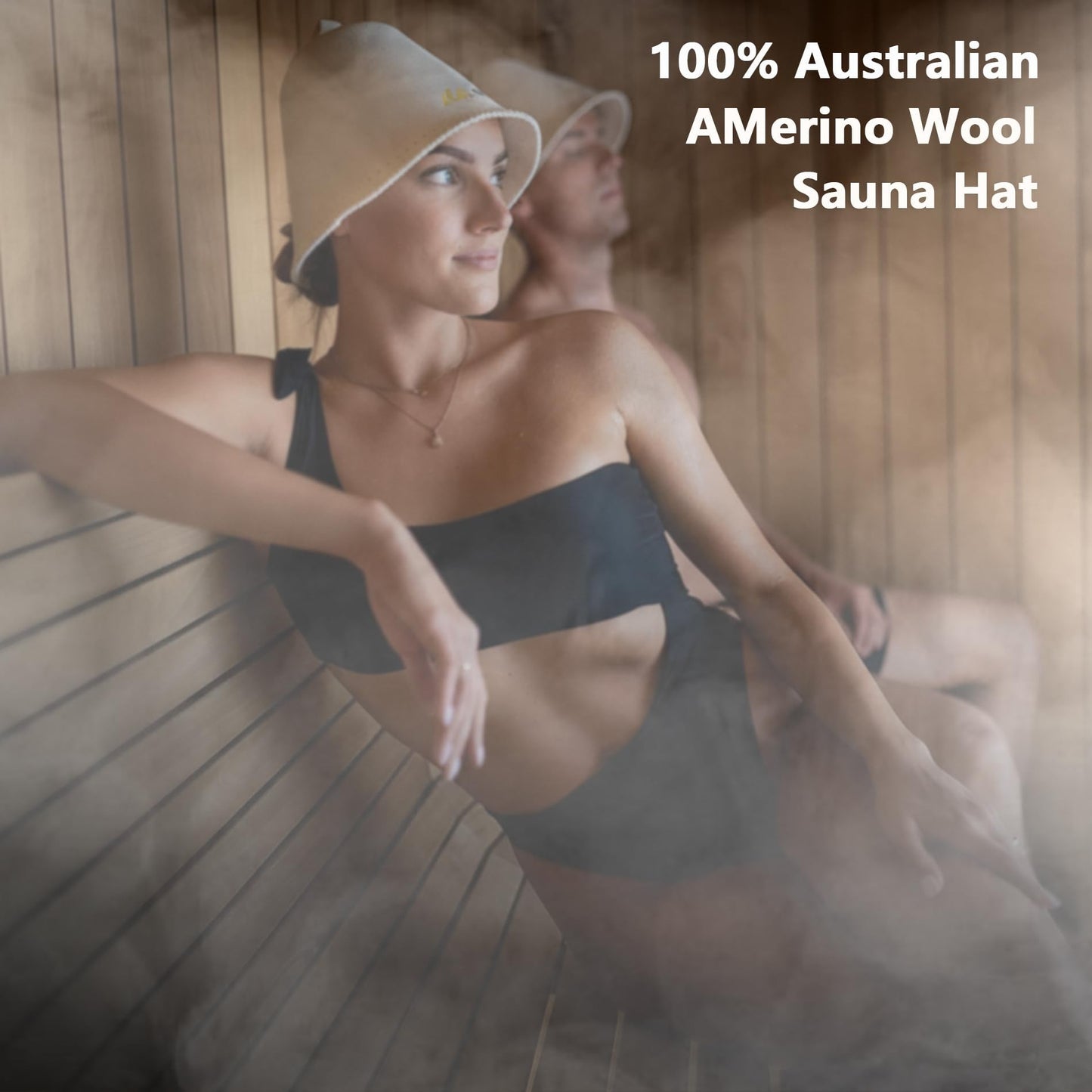 suvast Merino Wool Sauna Hat for Women & Men, Seamless Soft Felt Sauna Cap, 100% Fine Merino Wool, Lightweight Breathable Nordic Design, Protects Head & Hair from Heat, Gift Bag Included White
