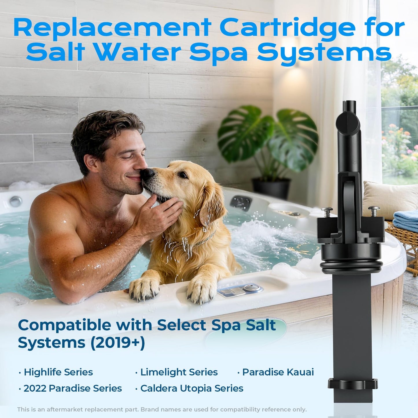 HUVOQ Salt System Cartridge Replacement Compatible with 2019+ Hot Spring Highlife & Limelight and Caldera Utopia & Paradise Spas, Supports Balanced, Skin-Friendly Water (3 Pack)