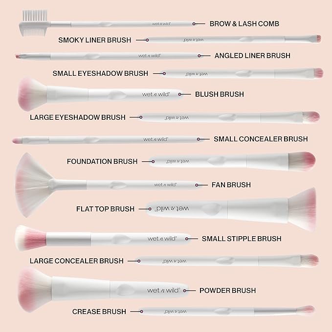 wet n wild Fan Brush, Blending Brush for Highlighter, Blush, & Peel Masks, Ergonomic Handle (Pack of 2)