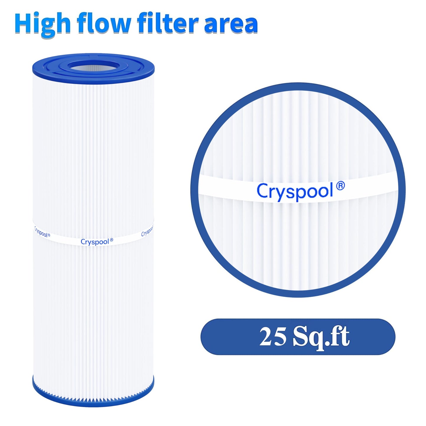 Cryspool® 04072 Filter Compatible with PRB25-IN Hot Tub Filter, C-4326, FC-2375, 3005845, R172327, R173429, 33521, 25392, 817-2500, 5X13 Drop in Spa Filter, 2 Pack