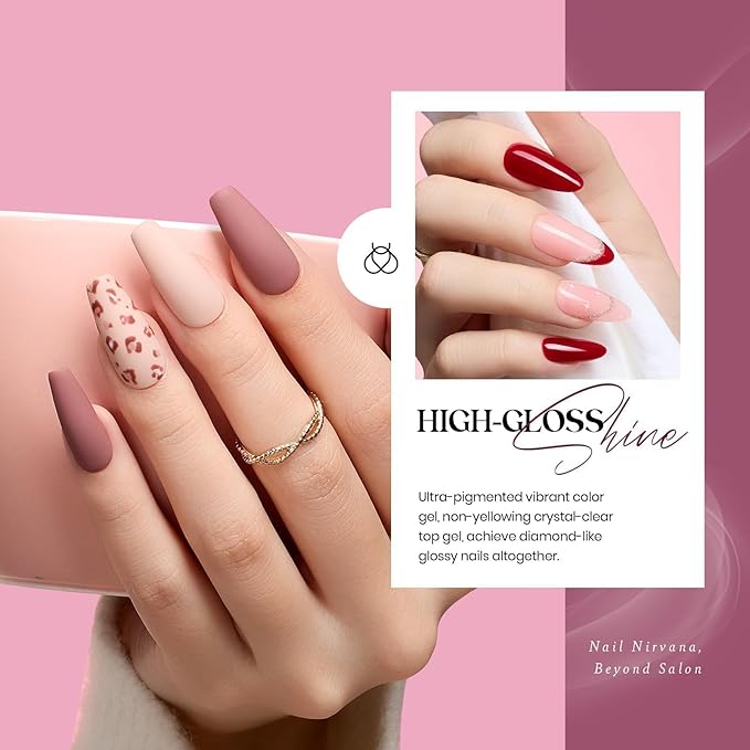 beetles Gel Polish Set 20 Colors Neutral Shimmer Red Nude Brown Gel Nail Polish Kit with Base Coat Matte Glossy Top Coat Soak off Uv Lamp Manicure Set Gift for Women Sophisticated Charm