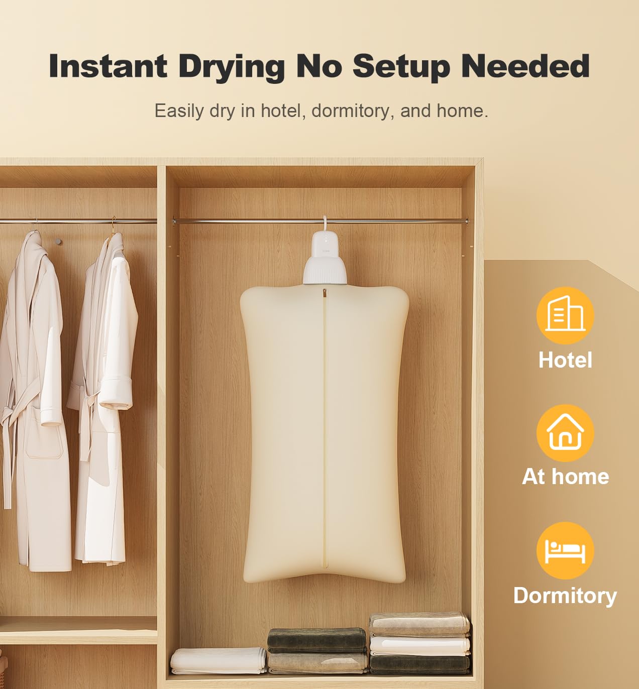 Sothing Portable Clothes Dryer, Travel Clothes Dryer, Quiet 48dB Mini Dryer for Clothes with 3 Timer Settings (4H/8H/12H), 140°F Constant Temperature, 120V, for Home, Apartment & Travel
