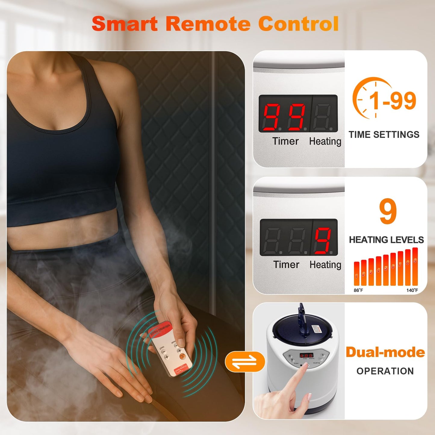 Home Sauna Portable with 660nm Red Light Therapy, Sauna Box for Detox & Muscle Recovery, Infrared Saunas for Home 1000W Rapid Heating, Remote Control & Foldable Chair 71”x 36”x 49”, 9 Timer Setting