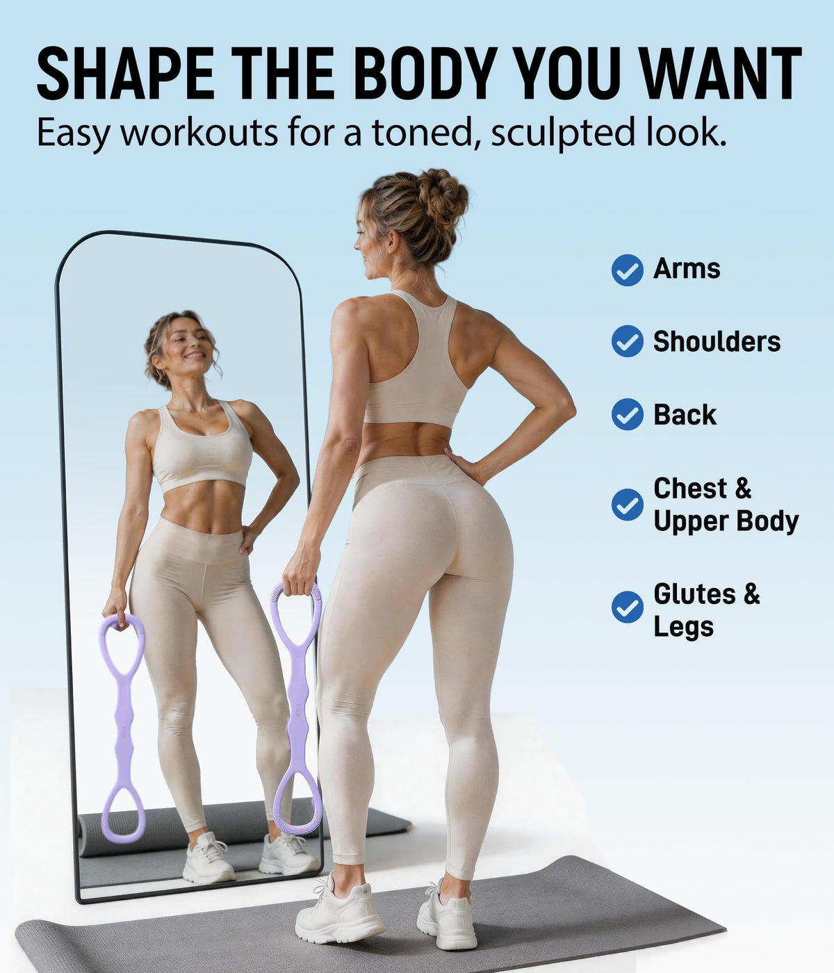 Upgraded Figure 8 Resistance Bands, Resistance Bands for Arms & Full Body Workout, Stretch Resistance Band with Handles for Yoga, Pilates, Toning, Home Fitness & Physical Therapy