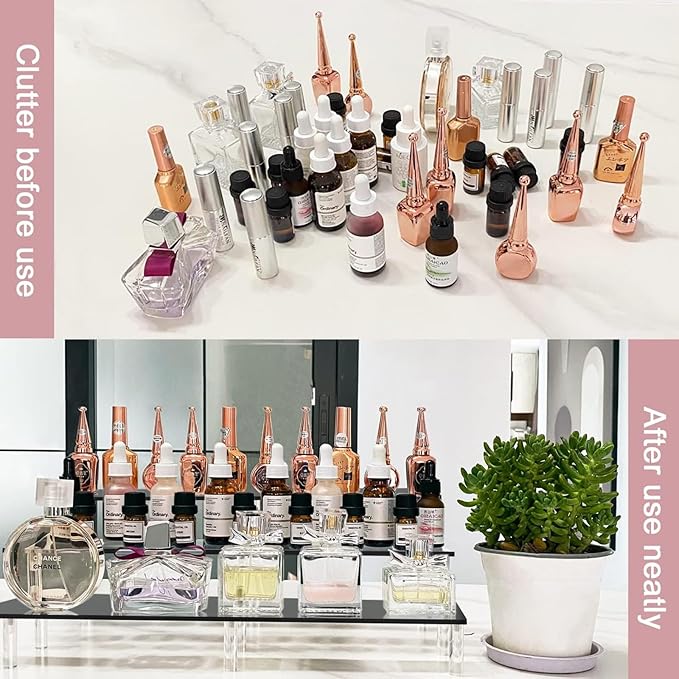 AZEAM 15 3/4 inch Acrylic Riser Black Display Risers Stand Large Collection Organizer Shelf for Cupcake Food Desserts