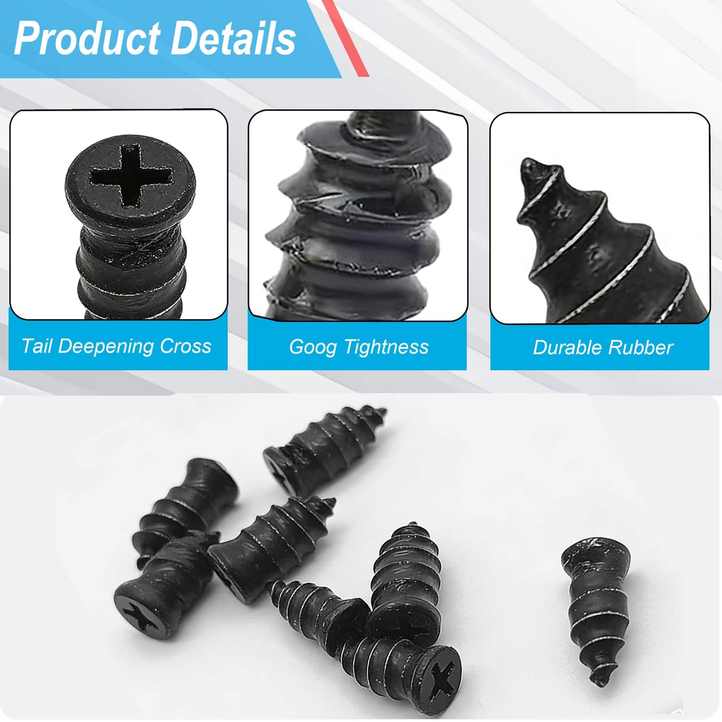 LOGOL 60 Pcs Tire Repair Rubber Nail, Tire Repair Rubber Nail Kit with Tire Glue,Tire Repair Screws are Suitable for Quickly Repairing Punctures in Car, Motorcycle, and SUV Tires