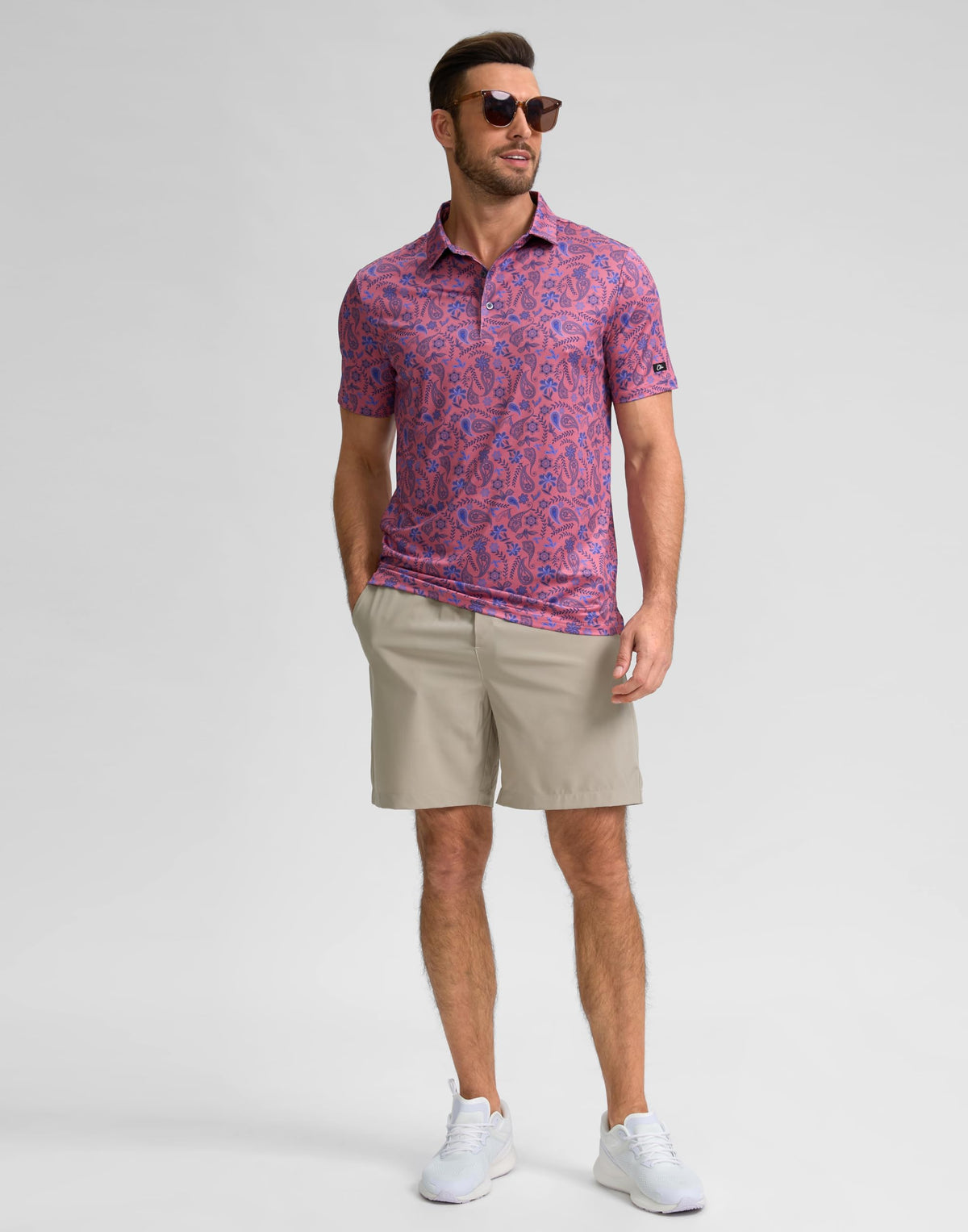 Obla Mens Golf Polo Shirts Short Sleeve Dry Fit Performance Moisture Wicking Casual Print Collared Golf Shirts for Men(Blue Paisley_S)