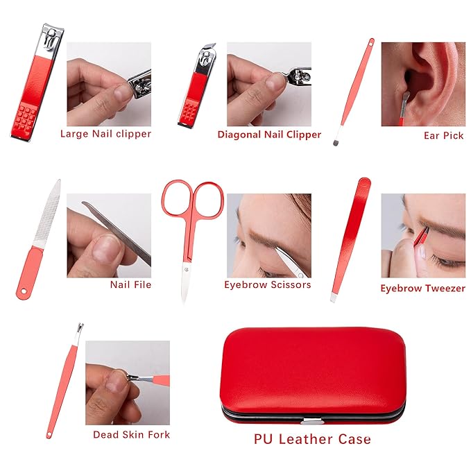 Nail Clippers for Women Manicure Kit for Women Men Manicure Set Nail Clipper Set Toenail Fingernail Travel Nail Clippers Kit Personal Care Tools with Travel Case Manicure Tools Grooming Kit Gifts
