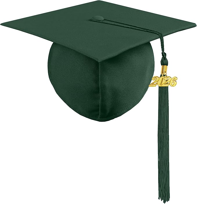 Graduation Cap with 2026 Tassel Year Charm Black Graduation Cap for High School & Bachelor