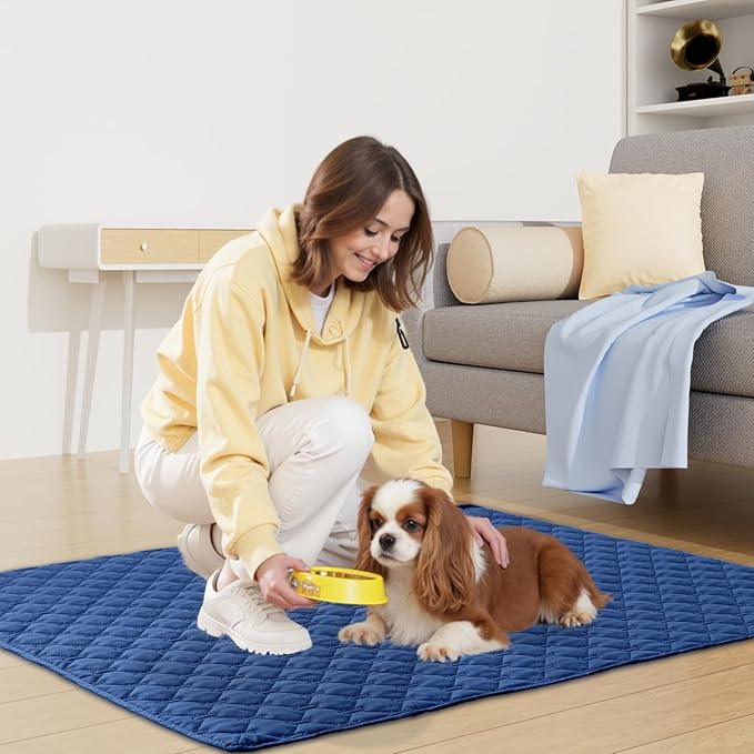 Smiry Waterproof Dog Bed Cover Blanket, Soft Reversible Pet Blanket, Washable Leakproof Cats Dogs Couch Cover for Sofa, Couch, Furniture (82x102 Inch, Navy/Blue)