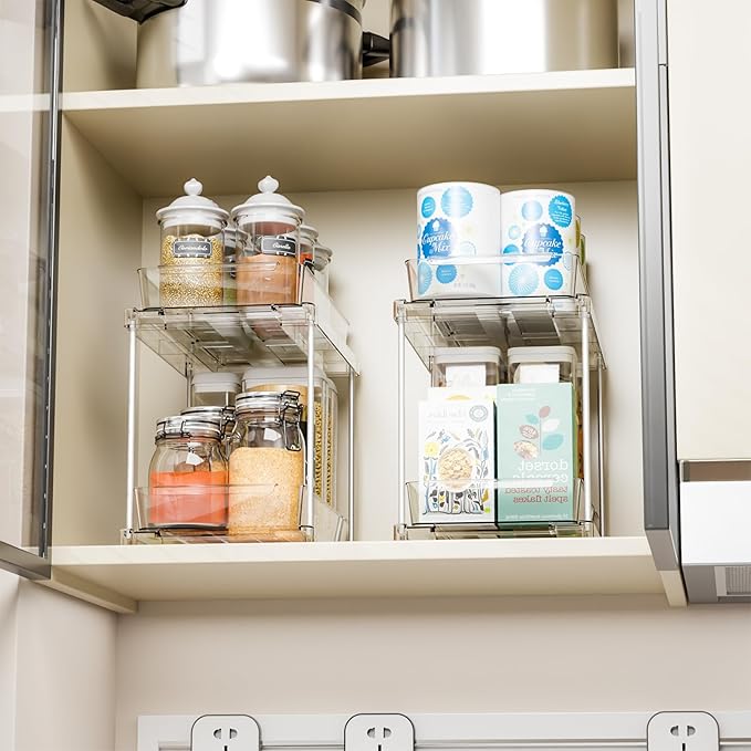 Yieach 2 Pack 10.6Ã¢ÂÂ³ High Pull Out Medicine Cabinet Organizer for Vitamin,Pill Bottle and Supplement,2 Tier Slide out Under the Sink Organizer,Bathroom Vanity Storage and Cupboard Undersink Organizers