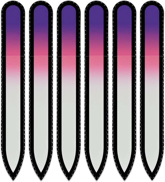 Mont Bleu Rainbow Crystal Nail File in Black Pouch - Czech Tempered Glass - Handmade in Bohemia (Czech Republic)