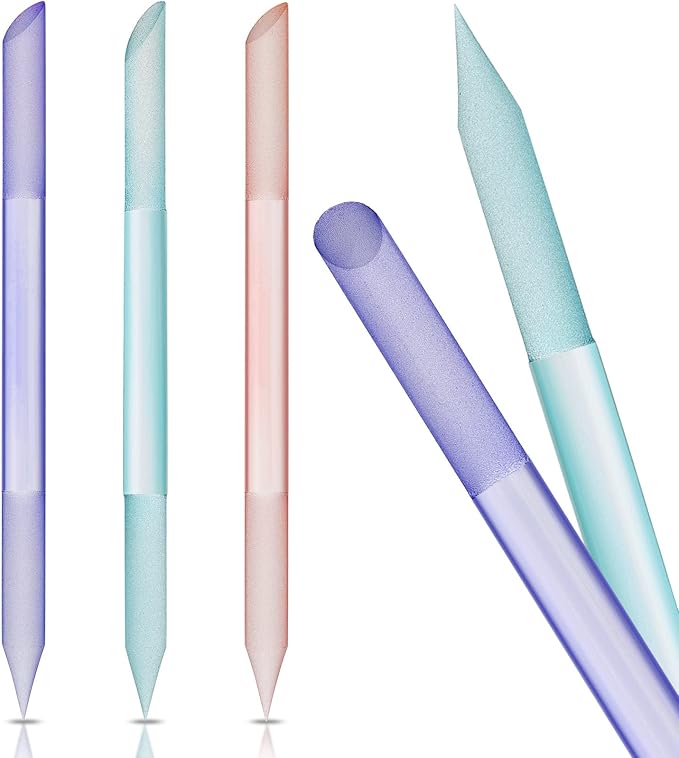 3 Pieces Glass Cuticle Pusher Cuticle Remover Glass Nail File Dual Ended Manicure Pedicure Tools for Nails Care(Pink, Purple, Blue)