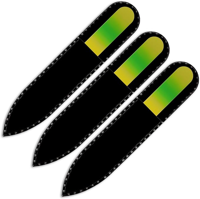 Mont Bleu Rainbow Crystal Nail File in Black Pouch - Small - Purse Size - Tempered Glass - Handmade in Czech Republic - Premium Glass File