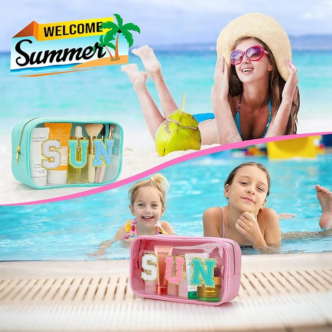 Graduation gifts Clear Sunscreen Bag Pouch for Beach Bag, Personalized Waterproof Sun Makeup Bag For Pool,Beach Toiletry Cosmetic Bag Preppy Beach Summer Vacation Essentials Bag