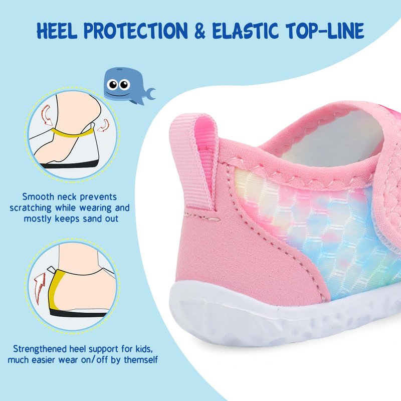 LeIsfIt Kids Water Shoes Toddler Girls Boys Swim Shoes Outdoor Quick-Dry Breathable Aqua Socks for Beach Pool Surf, Tiedye, 1 Big Kid
