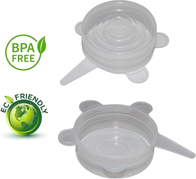 Pet and Human Food Can Lids - 4 Pack - Stretchable Silicone Covers for Cat and Dog Canned Food Storage - Universal Fitting Tops for Small Sized Cans - Keeps Food Fresh