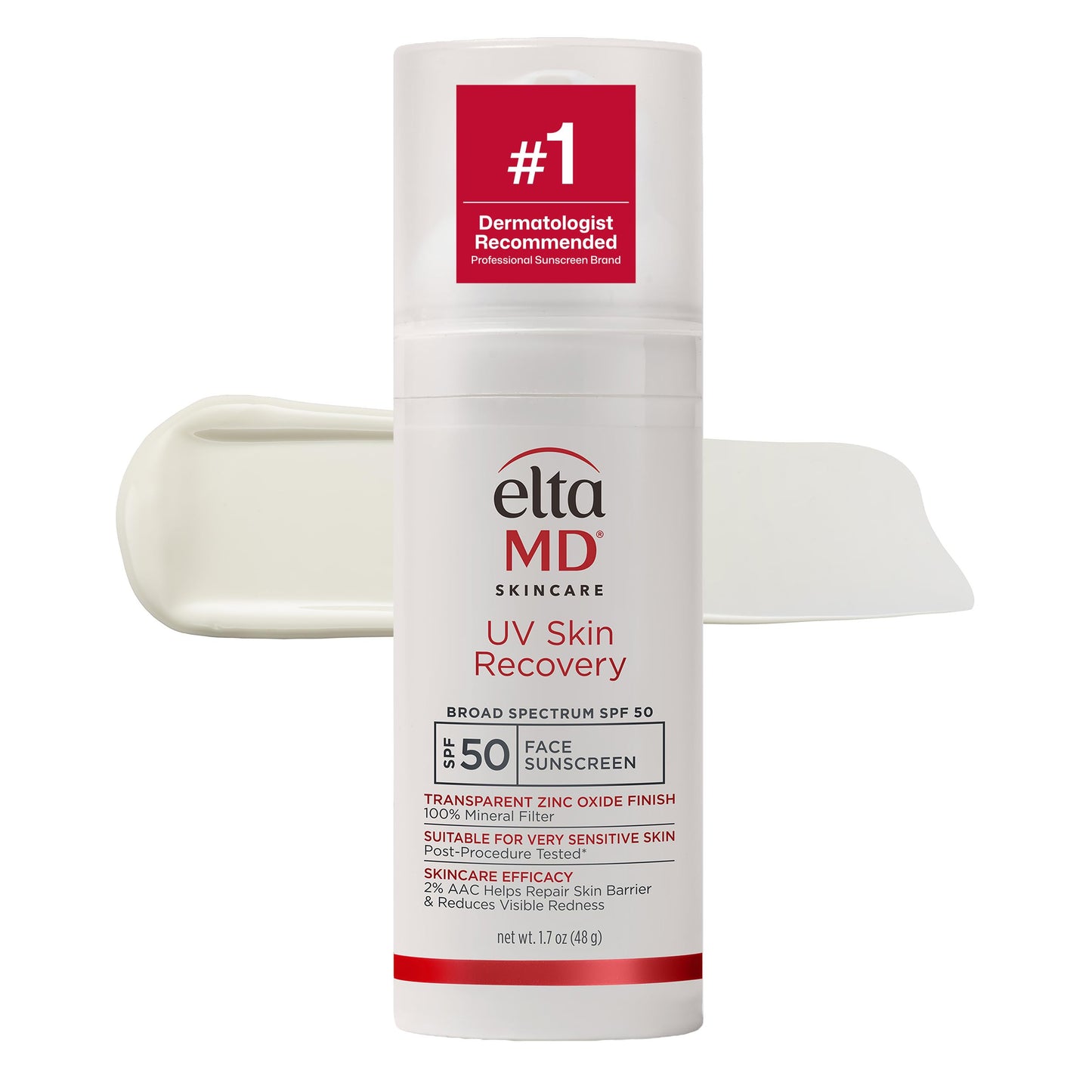 EltaMD UV Skin Recovery 100% Mineral Sunscreen, SPF 50, Redness Correcting Face Sunscreen, Safe for Sensitive Skin, 1.7oz