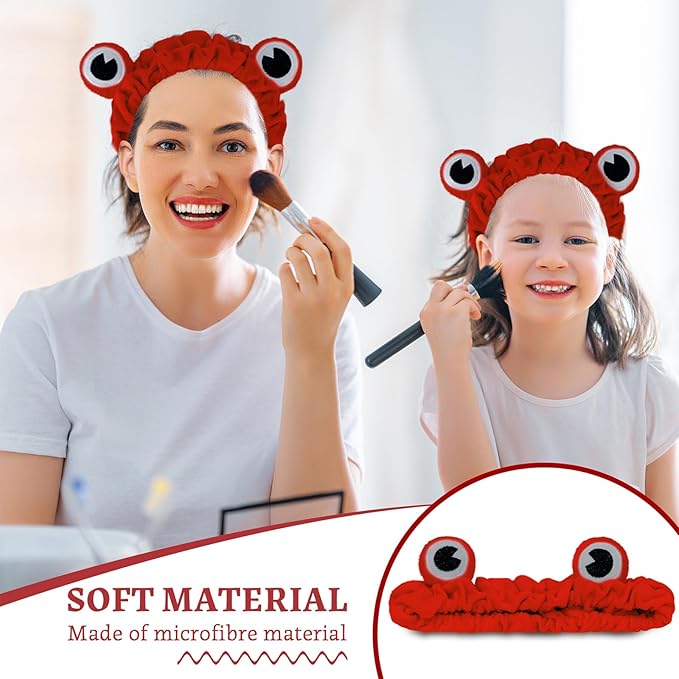 Jowmoy red Frog Eye Elastic Headband - Versatile for Spa, Skincare, Makeup, Face Wash, Fun Gift for Women (1 Pack)