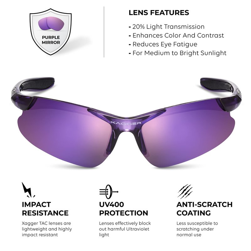 Xagger Kids Youth Polarized Sports Sunglasses for Boys Girls Baseball Softball Glasses TR90 Frame