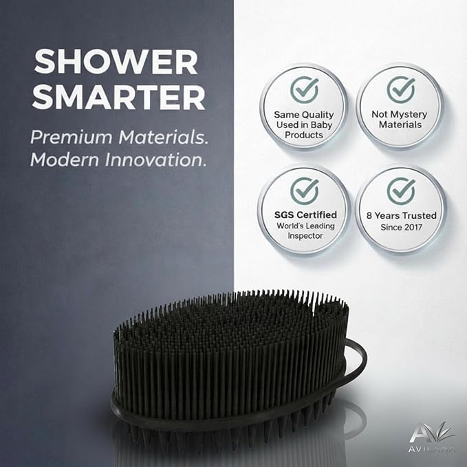 Avilana Premium Scalp Massager Shampoo Brush - Trusted Since 2017 - SGS Certified Silicone Scrubber, Soft Bristles All Hair Types, Gentle Scalp Exfoliation Hair Care Women Men Color Treated