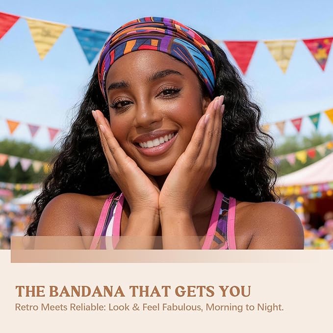 Awumbuk Wide Headbands for Women Knotted No Slip Head Bands Soft Turban Headband Hair Accessories Boho African Solid Color Head Wraps for Women Yoga Workout Pack of 6