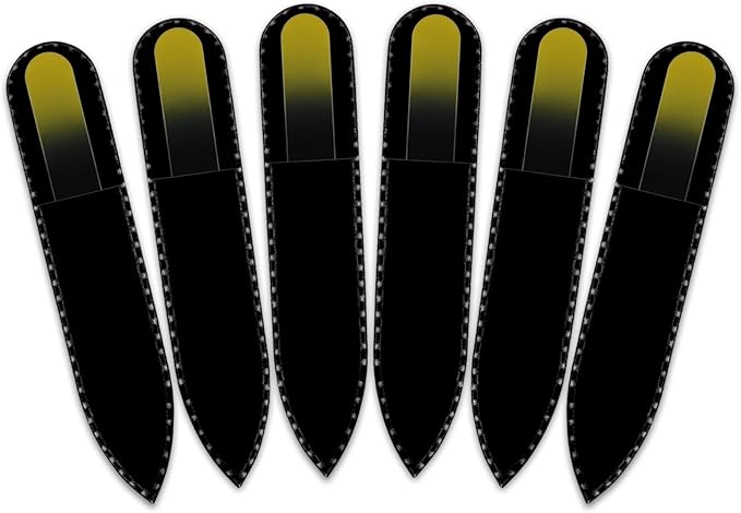 Mont Bleu Rainbow Crystal Nail File in Black Pouch - Small/Purse Size - Czech Tempered Glass - Handmade in Bohemia (Czech Republic)