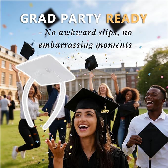 ZEYER Graduation Cap Headband for Women, Firm Anti-fall HairBand for Graduation Hat (Clear 1pc)