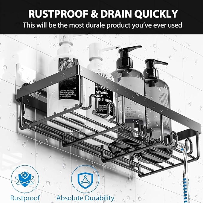 Moforoco Adhesive Shower Caddy Organizer Shelves Rack - 5 Pack Corner Bathroom Storage Organization, Home & Kitchen Decor Inside RV Accessories, Hanging First Apartment Household Camper Essentials