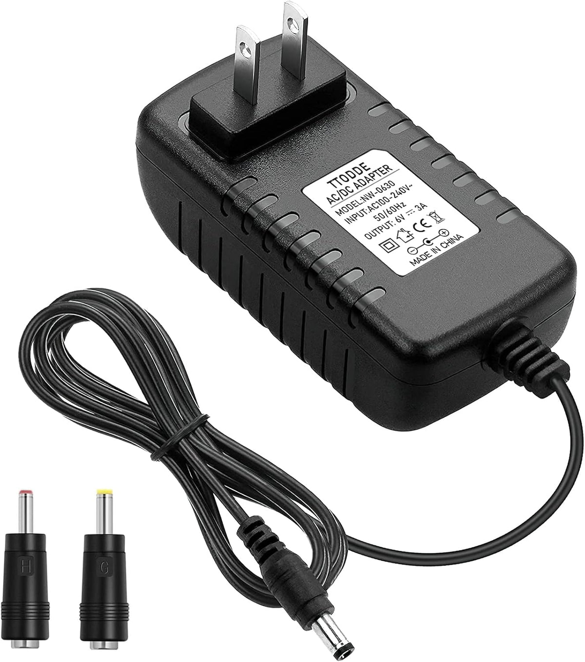 AC/DC Adapter 6V 3A 2.5A 2A 1.5A 1A 800ma 500ma 300ma Power Adapter Supply 6V Power Cord 18W 100-240V 50-60Hz DC 6Volt 3000mA Power Supply Chrager Compatible Most DC 6V Devices