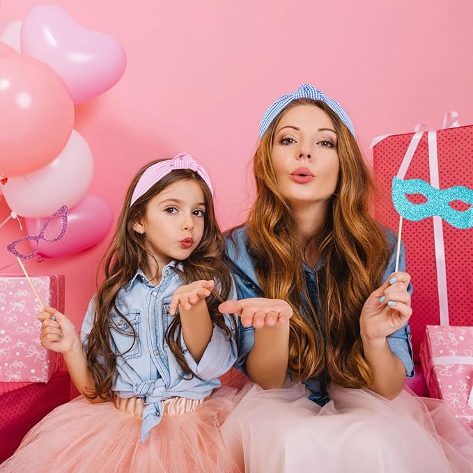 Knotted Headbands for Girls Non Slip Girl Square Headband Wide Top Knot Head Bands Mommy and Me Fashion Hairband Womens Turban Hair Accessories(Pink & Blue,2Pcs)