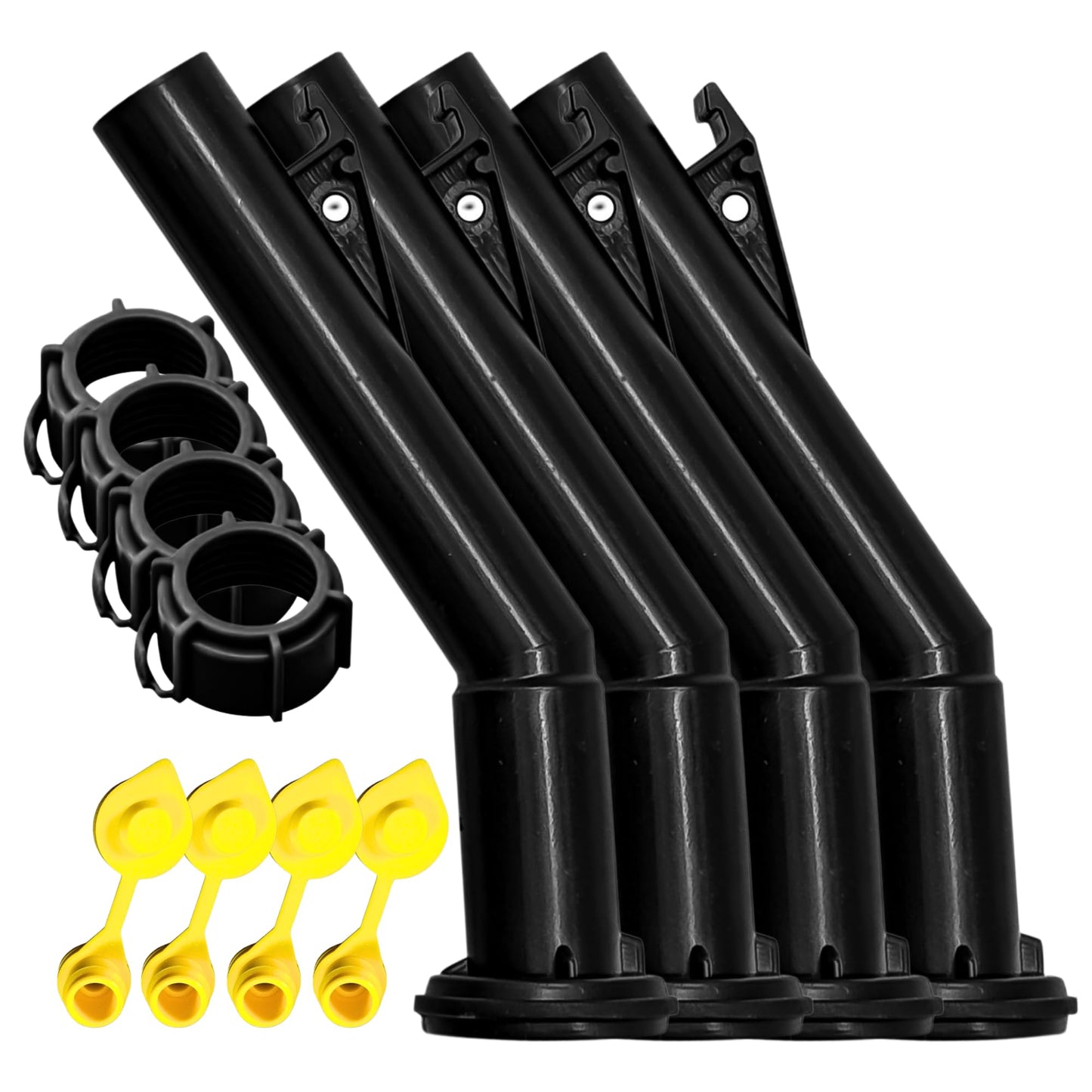 Mr Yellow Cap Gas Can Spout Replacement Old Style For 𝐁𝐥𝐢𝐭𝐳 𝐂𝐨𝐧𝐭𝐚𝐢𝐧𝐞𝐫𝐬 𝐎𝐍𝐋𝐘 - 4 Can Nozzle Replacement, 4 Rings & 4 Gas Can Vents, Fuel Can Spout Replacement, Gas Tank Nozzle