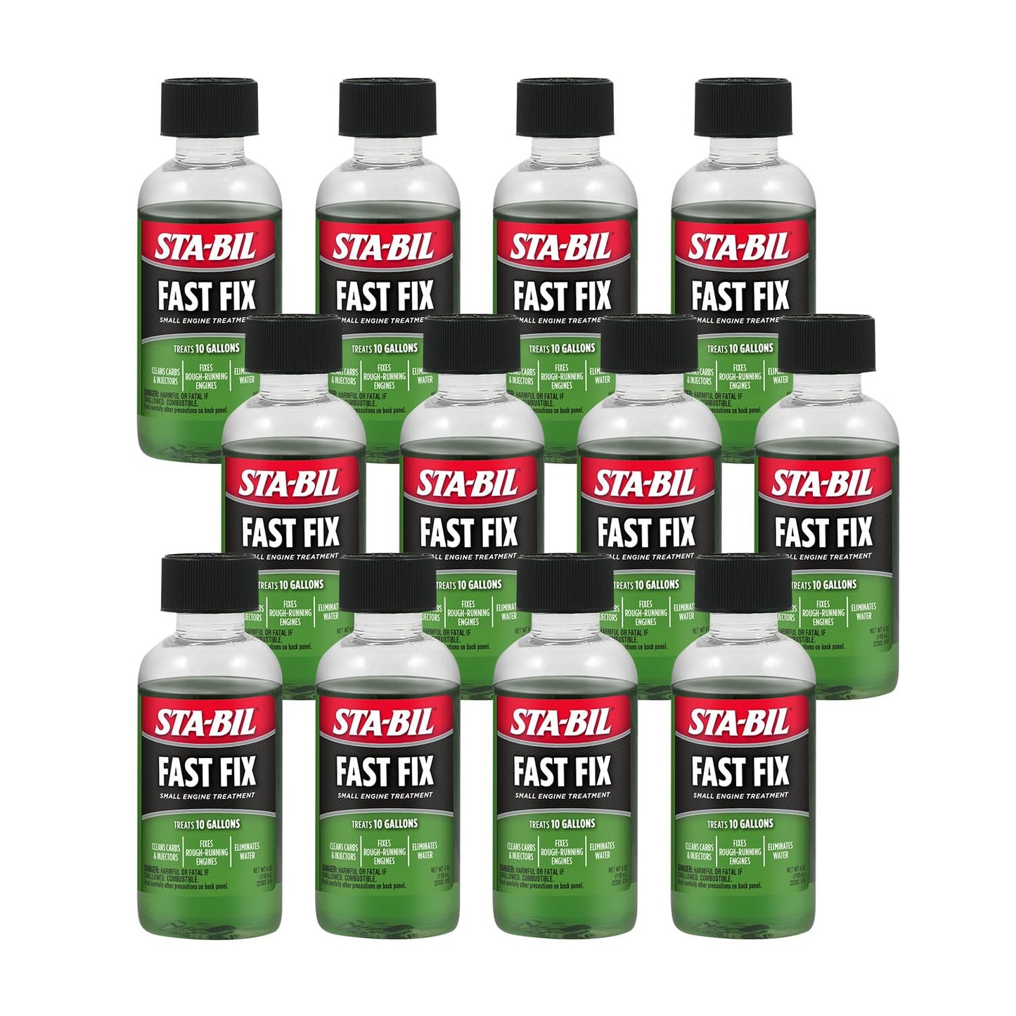 STA-BIL Fast Fix - Small Engine Treatment, Cleans Carburetors & Injectors, Fixes Rough Running Engines, Eliminates Water, Carb Cleaner & Fuel Injector Cleaner, 4oz (12 Pack)