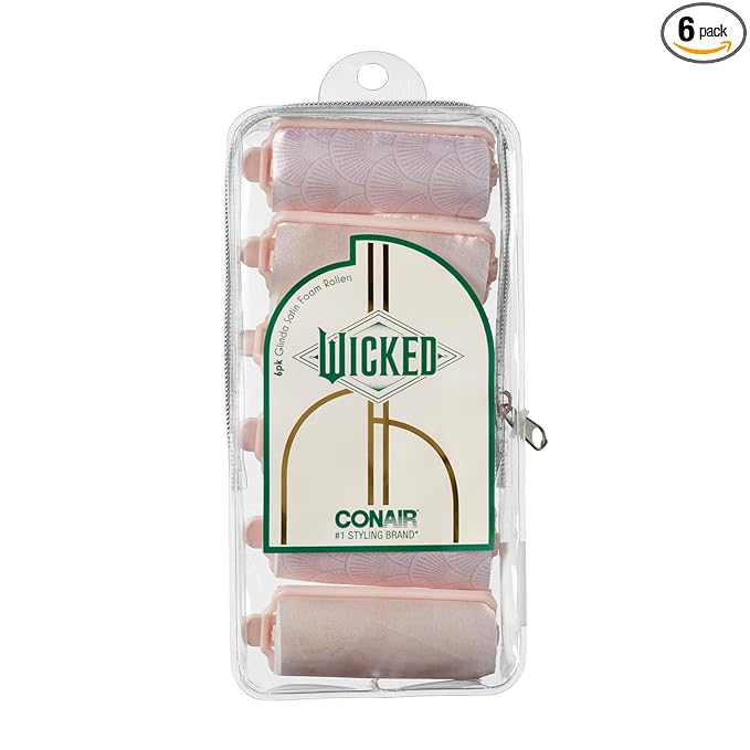 Wicked Glinda 6PK Satin Rollers - hair rollers - foam rollers - heatless hair curlers - Scunci by Conair