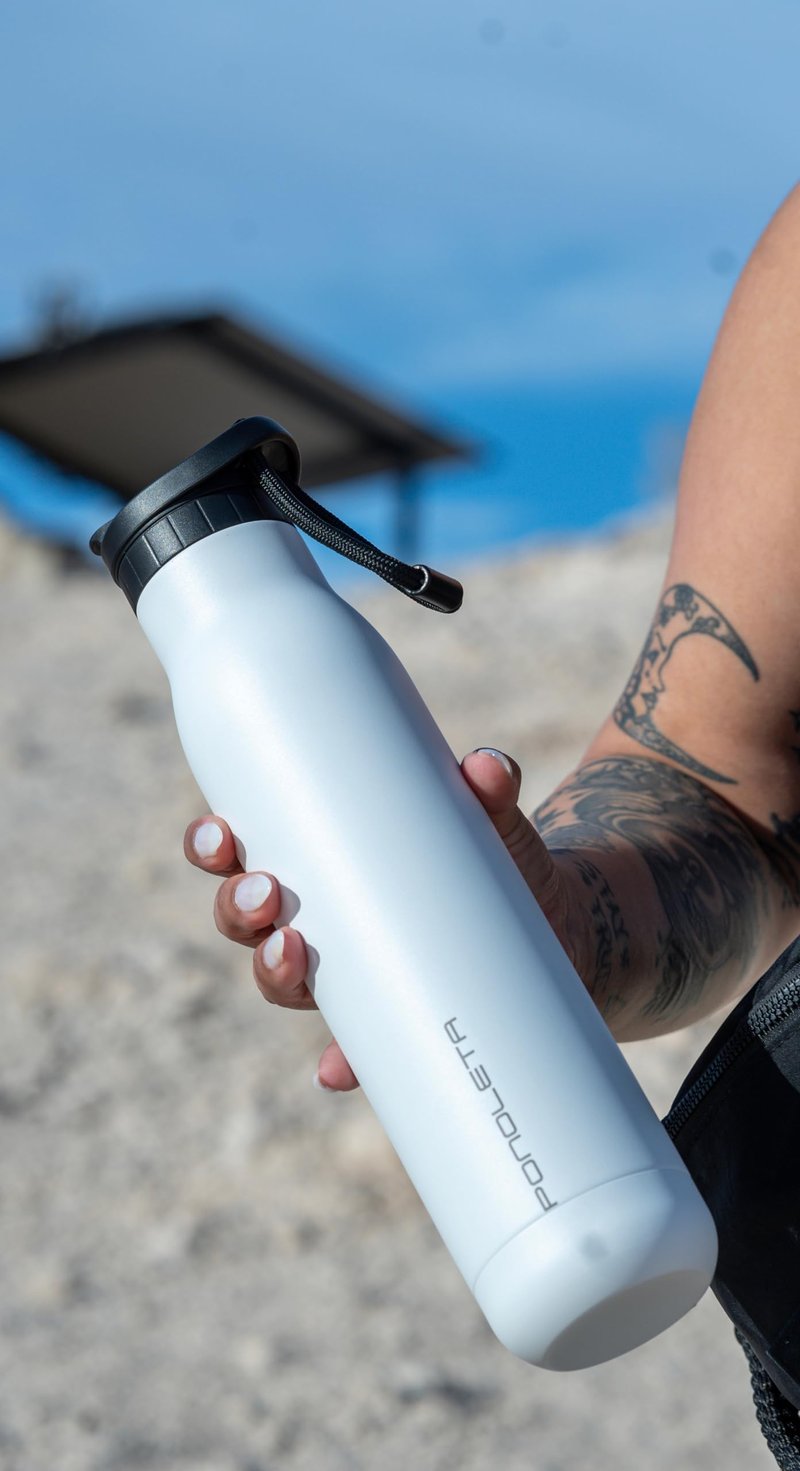 Ponoleta Slim Water Bottle, Stainless Steel with Straw, Standard Mouth for Sports and Travel, Double Vacuum Insulated, BPA-Free, Leak Proof