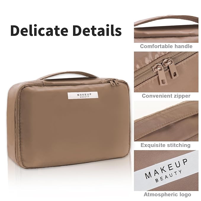 Travel Makeup Bag Cosmetic Bag Makeup Bag Toiletry bag for women and men (Coffee)