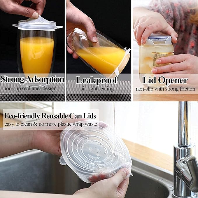 Adpartner Silicone Can Lids (10 Pack, All 2.6'' Diameter), Reusable Silicone Stretch Lids for Pet Food Cans, BPA-free Seal Can Covers for Yogurt Jars Soda Regular Mason Jars Canned Pet Foods
