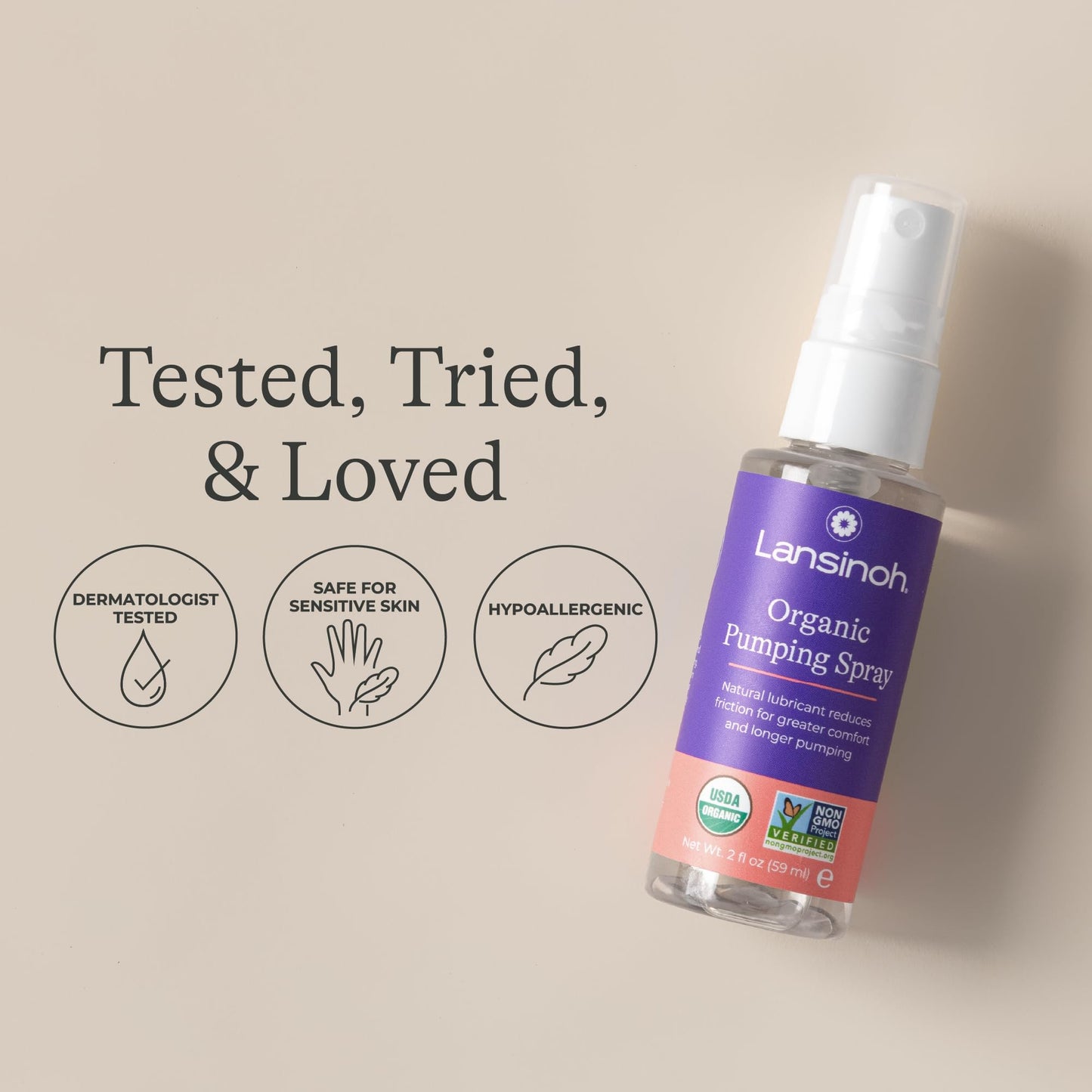 Lansinoh Organic Pumping Spray – Lanolin-Free Flange Lubricant, Breast Pump Spray | Hypoallergenic, Vegan, Plant-Based Breastfeeding Essentials for Sore Nipples & Moisturized Skin, 2 Fl oz
