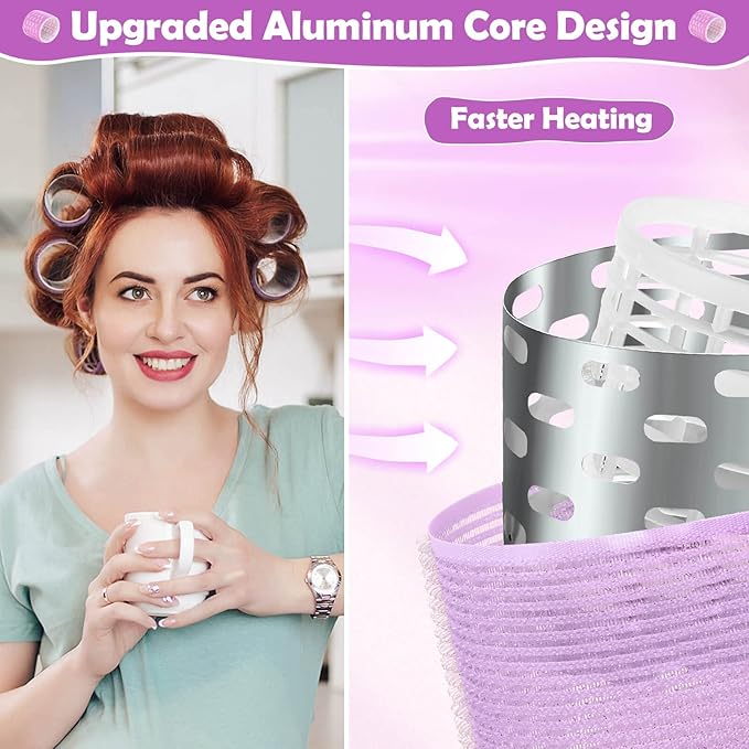 Thermal Hair Rollers Set - 30PCS Jumbo Self-Grip Rollers (64mm, 48mm, 36mm) with Clips for Long, Medium, Short Volume and Salon Styling