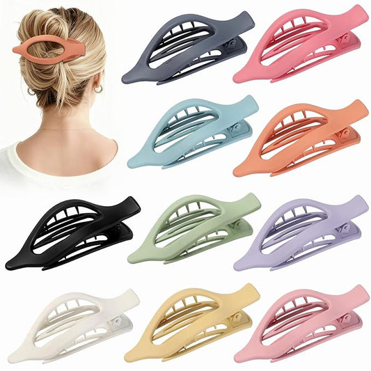 10 Pcs Flat Hair Clips for Women French Concord Claw Clips for Thick and Thin Hair Claw Clips Duck Billed Barrettes Hair Accessories for Women and Girls (Colorful)