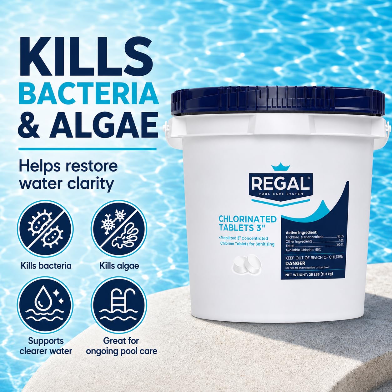 Regal 3" Chlorinated Tablets 25lb Bucket