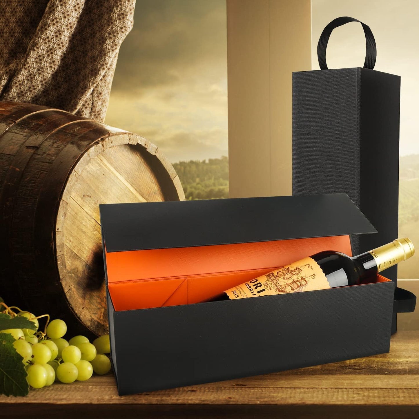 PLAEVIAE Wine Gift Box 12.8 x 3.8 x 3.8in, Magnetic Collapsible Luxury Gift Bottle Packaging for Wine & Champagne, Gold, Ideal for Christmas(5PCS)